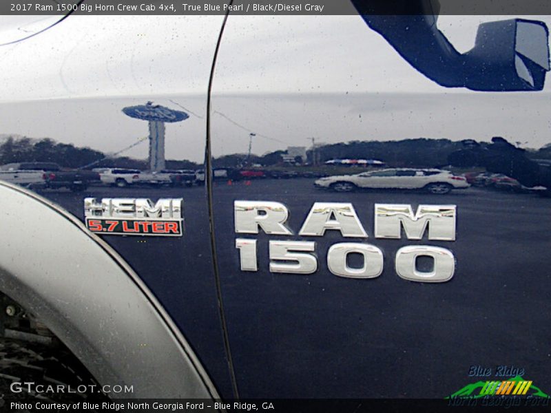 True Blue Pearl / Black/Diesel Gray 2017 Ram 1500 Big Horn Crew Cab 4x4