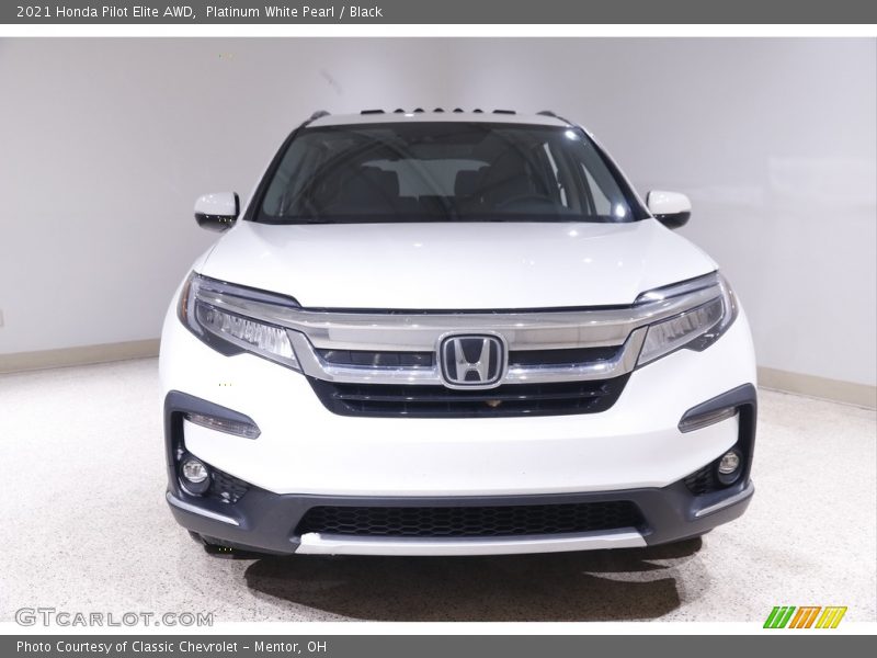 Platinum White Pearl / Black 2021 Honda Pilot Elite AWD