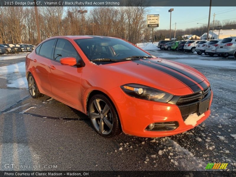 Vitamin C / Black/Ruby Red Accent Stitching 2015 Dodge Dart GT