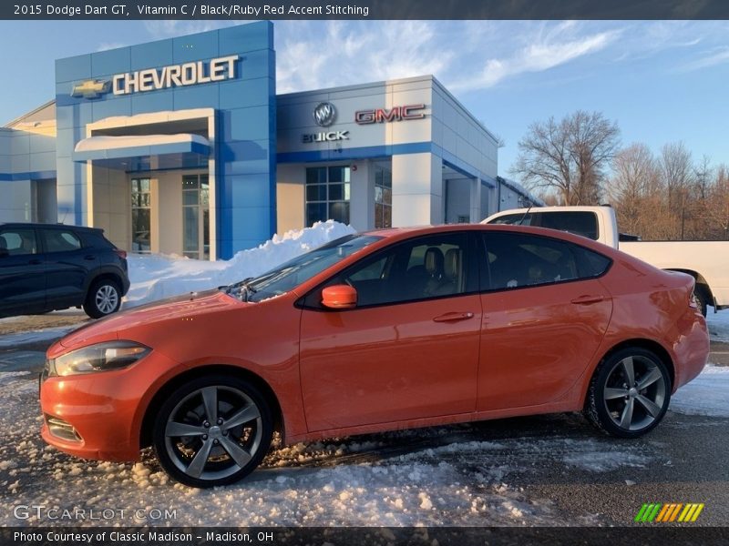 Vitamin C / Black/Ruby Red Accent Stitching 2015 Dodge Dart GT