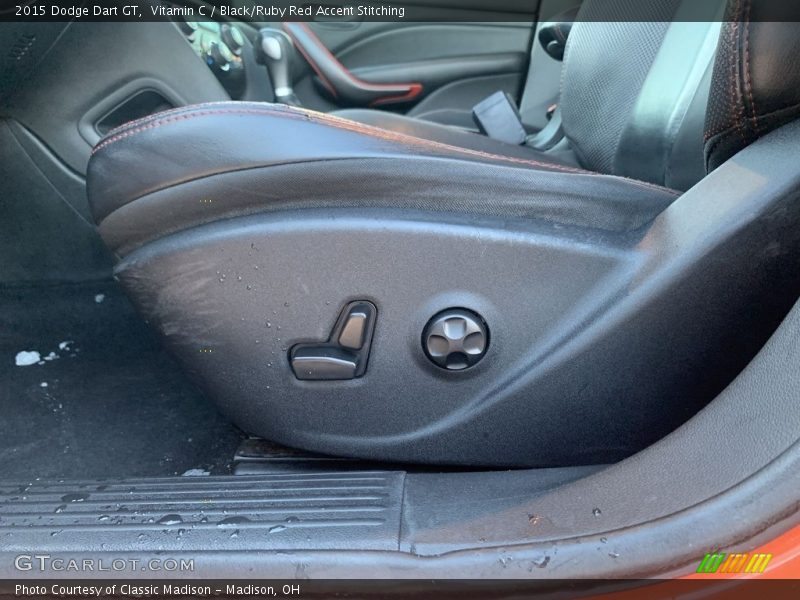 Vitamin C / Black/Ruby Red Accent Stitching 2015 Dodge Dart GT