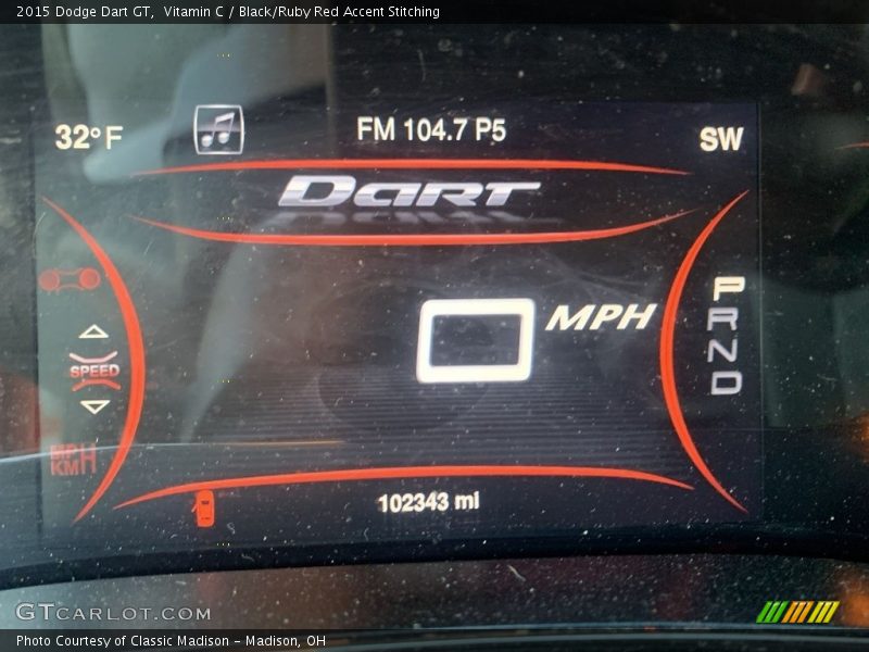 Vitamin C / Black/Ruby Red Accent Stitching 2015 Dodge Dart GT