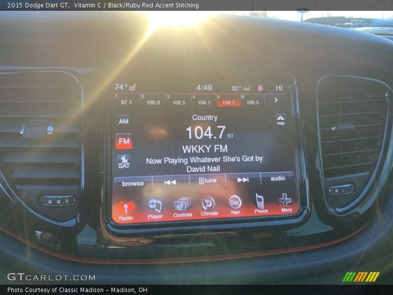 Vitamin C / Black/Ruby Red Accent Stitching 2015 Dodge Dart GT
