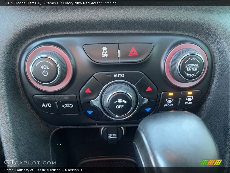 Vitamin C / Black/Ruby Red Accent Stitching 2015 Dodge Dart GT