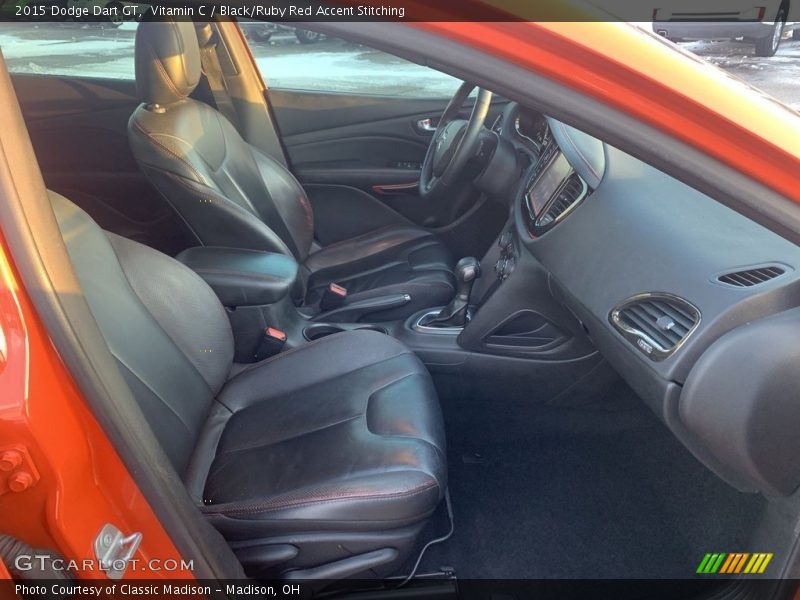 Vitamin C / Black/Ruby Red Accent Stitching 2015 Dodge Dart GT