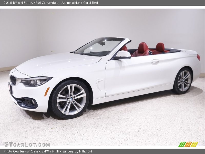 Alpine White / Coral Red 2018 BMW 4 Series 430i Convertible