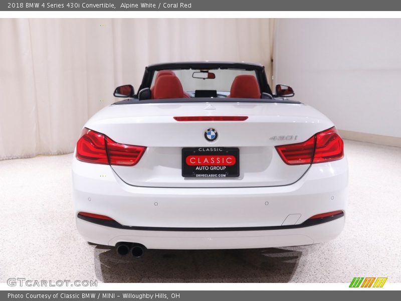 Alpine White / Coral Red 2018 BMW 4 Series 430i Convertible