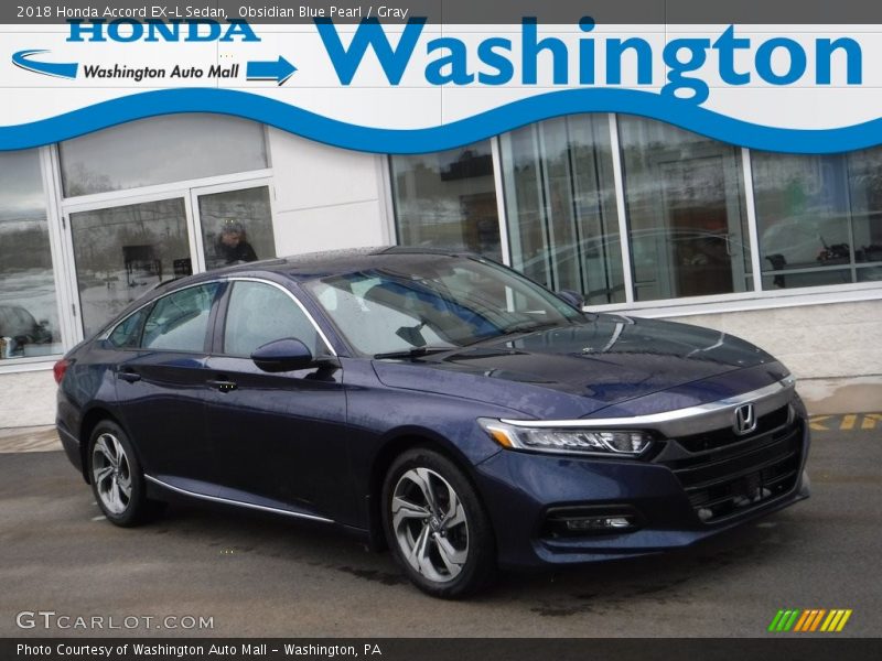 Obsidian Blue Pearl / Gray 2018 Honda Accord EX-L Sedan