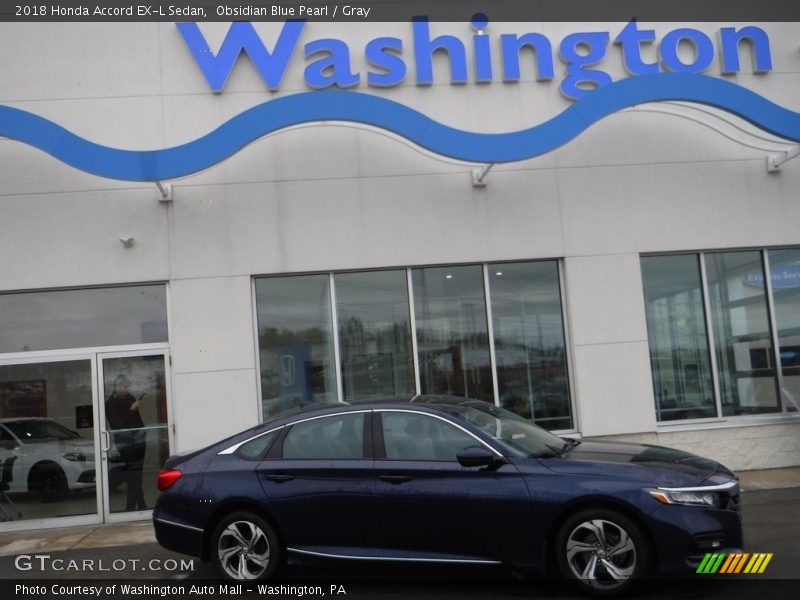 Obsidian Blue Pearl / Gray 2018 Honda Accord EX-L Sedan