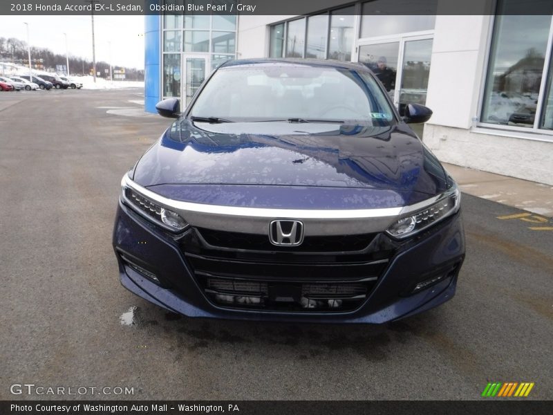 Obsidian Blue Pearl / Gray 2018 Honda Accord EX-L Sedan