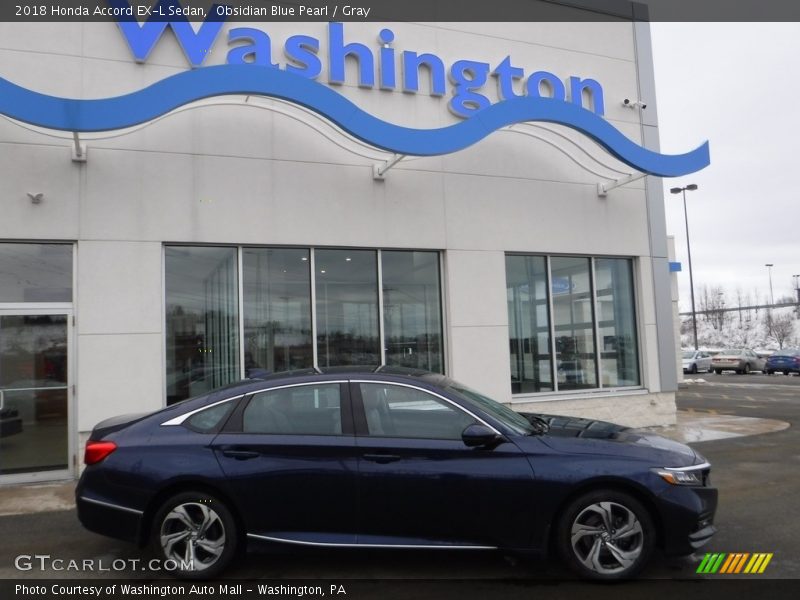 Obsidian Blue Pearl / Gray 2018 Honda Accord EX-L Sedan