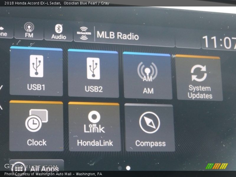 Obsidian Blue Pearl / Gray 2018 Honda Accord EX-L Sedan