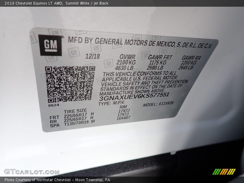 Summit White / Jet Black 2019 Chevrolet Equinox LT AWD