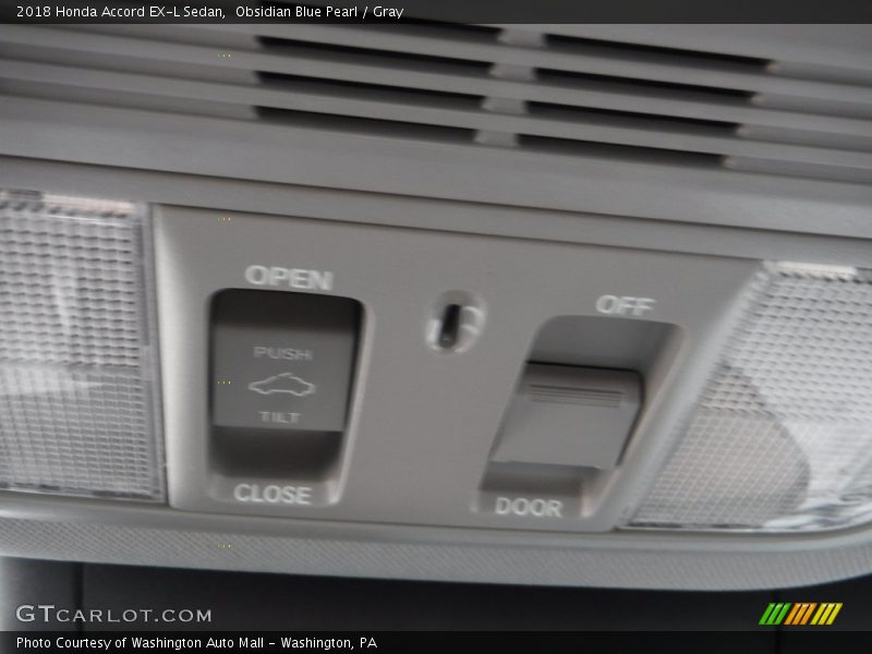 Obsidian Blue Pearl / Gray 2018 Honda Accord EX-L Sedan