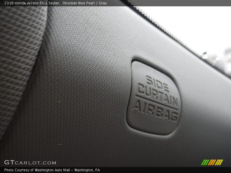 Obsidian Blue Pearl / Gray 2018 Honda Accord EX-L Sedan