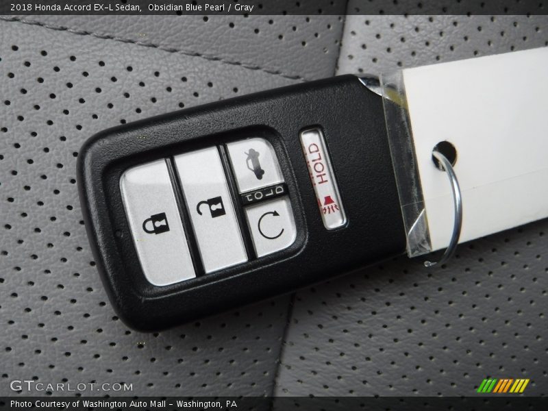 Obsidian Blue Pearl / Gray 2018 Honda Accord EX-L Sedan