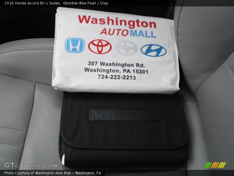 Obsidian Blue Pearl / Gray 2018 Honda Accord EX-L Sedan