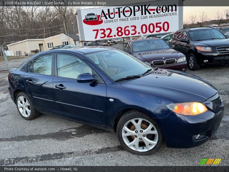 Icy Blue Metallic / Beige 2008 Mazda MAZDA3 i Sport Sedan