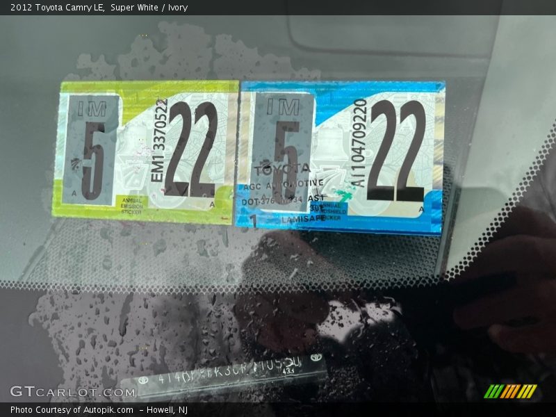 Super White / Ivory 2012 Toyota Camry LE