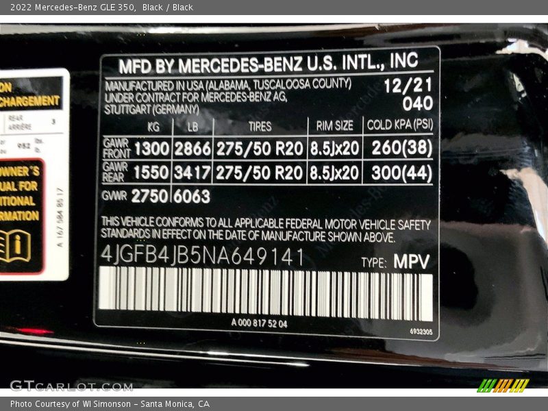 Black / Black 2022 Mercedes-Benz GLE 350