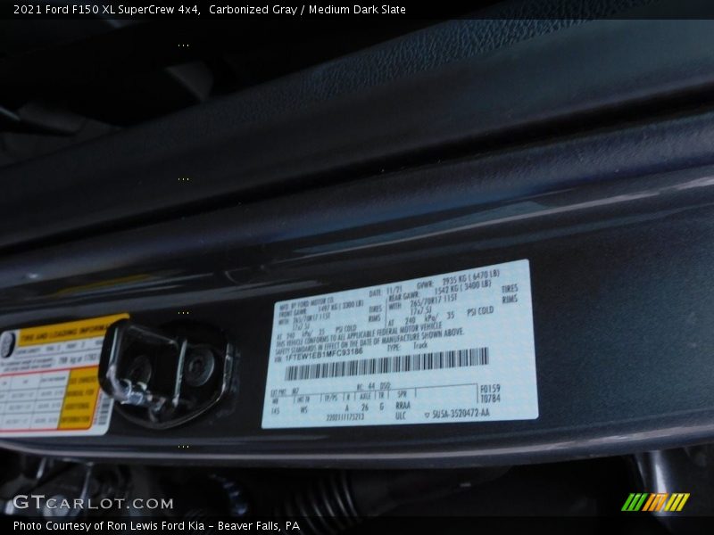 Carbonized Gray / Medium Dark Slate 2021 Ford F150 XL SuperCrew 4x4