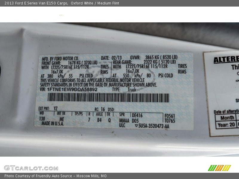 Oxford White / Medium Flint 2013 Ford E Series Van E150 Cargo