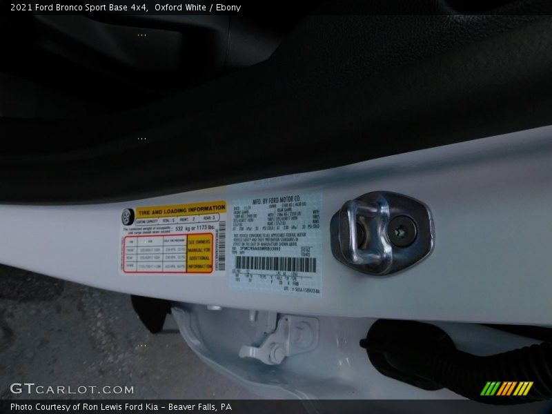 Oxford White / Ebony 2021 Ford Bronco Sport Base 4x4