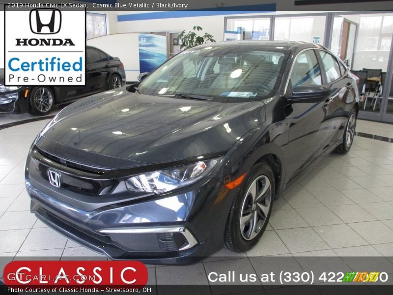Cosmic Blue Metallic / Black/Ivory 2019 Honda Civic LX Sedan