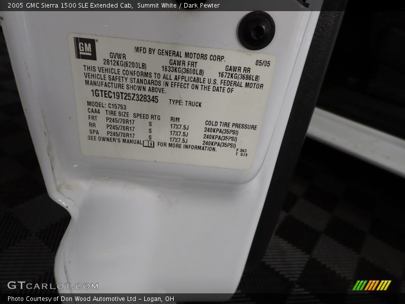 Summit White / Dark Pewter 2005 GMC Sierra 1500 SLE Extended Cab