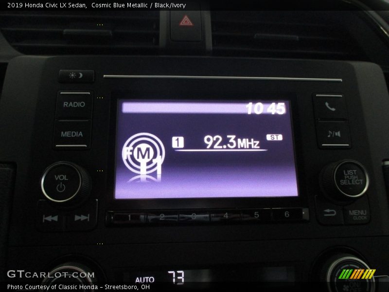 Cosmic Blue Metallic / Black/Ivory 2019 Honda Civic LX Sedan