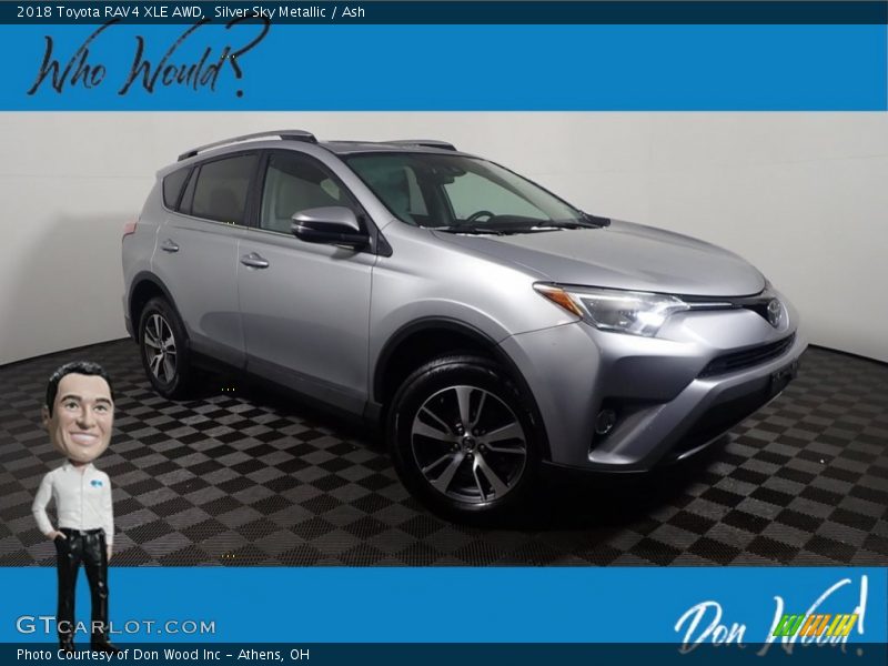 Silver Sky Metallic / Ash 2018 Toyota RAV4 XLE AWD
