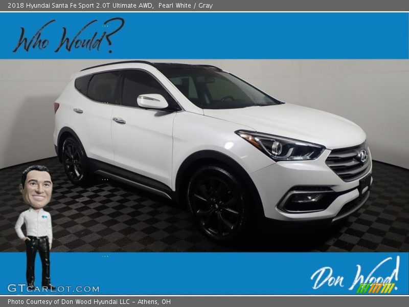 Pearl White / Gray 2018 Hyundai Santa Fe Sport 2.0T Ultimate AWD