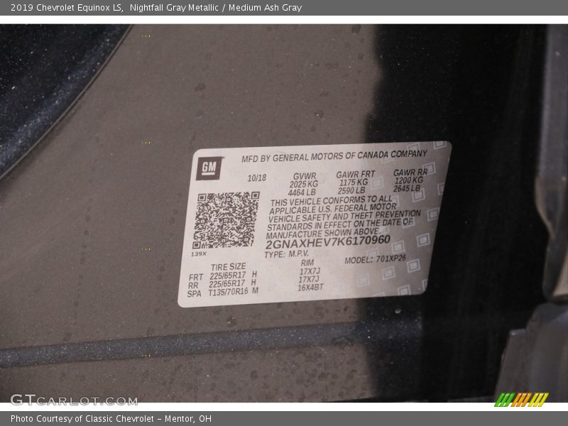 Nightfall Gray Metallic / Medium Ash Gray 2019 Chevrolet Equinox LS