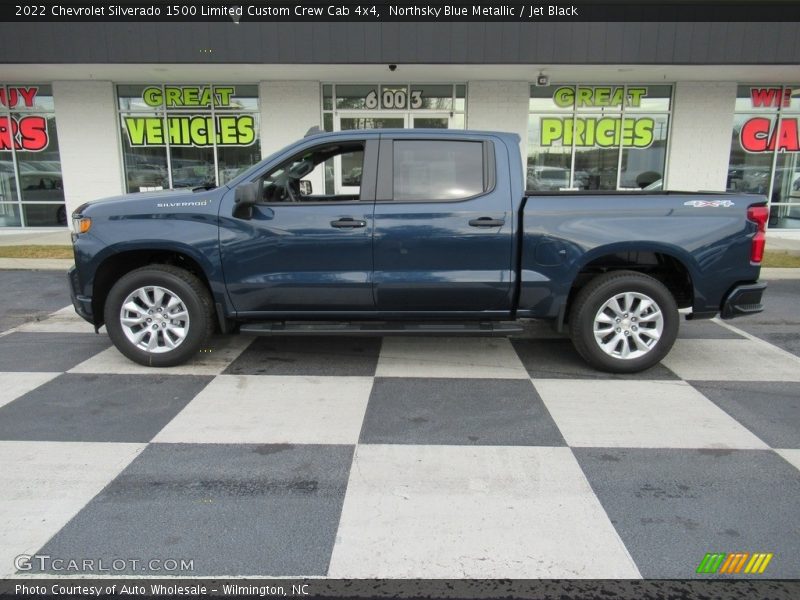 Northsky Blue Metallic / Jet Black 2022 Chevrolet Silverado 1500 Limited Custom Crew Cab 4x4