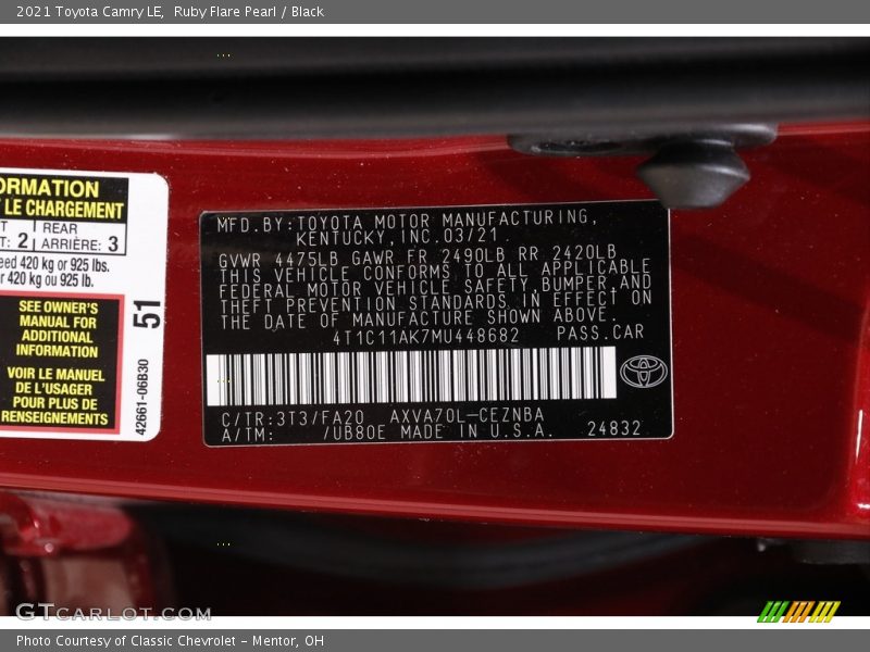 Ruby Flare Pearl / Black 2021 Toyota Camry LE