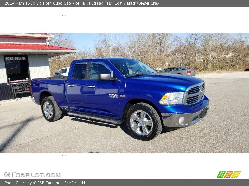 Blue Streak Pearl Coat / Black/Diesel Gray 2014 Ram 1500 Big Horn Quad Cab 4x4