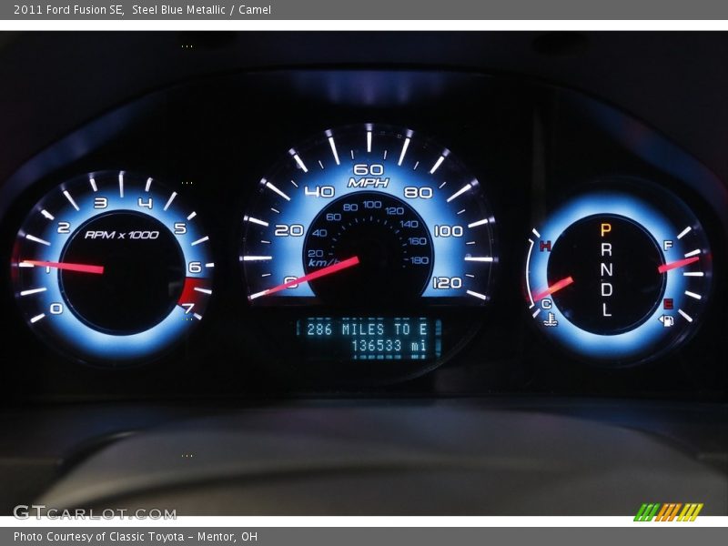Steel Blue Metallic / Camel 2011 Ford Fusion SE