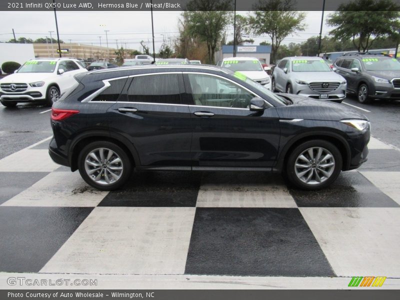 Hermosa Blue / Wheat/Black 2021 Infiniti QX50 Luxe AWD