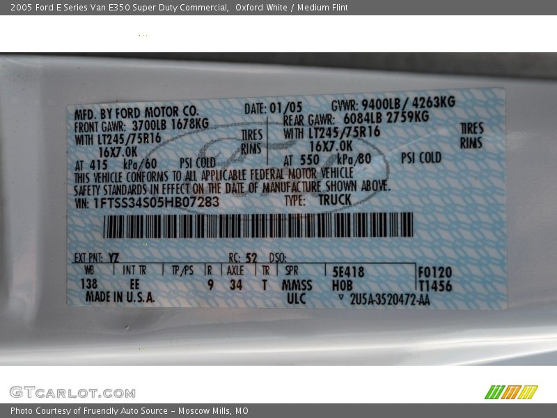 Oxford White / Medium Flint 2005 Ford E Series Van E350 Super Duty Commercial