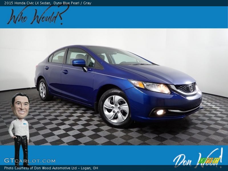 Dyno Blue Pearl / Gray 2015 Honda Civic LX Sedan