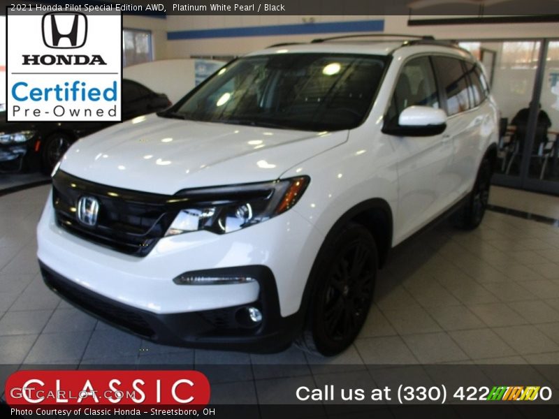 Platinum White Pearl / Black 2021 Honda Pilot Special Edition AWD