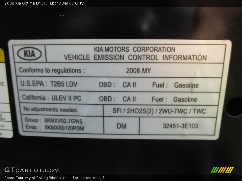 Ebony Black / Gray 2008 Kia Optima LX V6