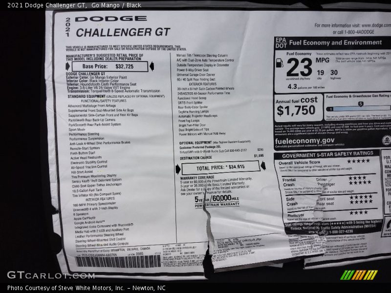 Go Mango / Black 2021 Dodge Challenger GT