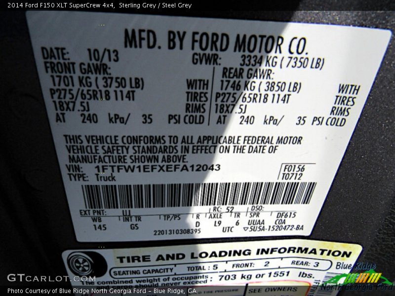 Sterling Grey / Steel Grey 2014 Ford F150 XLT SuperCrew 4x4