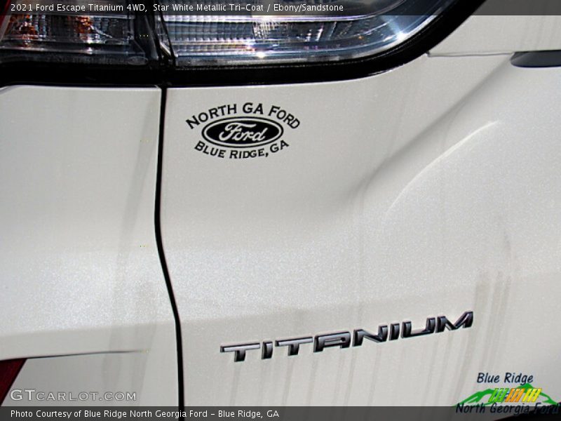 Star White Metallic Tri-Coat / Ebony/Sandstone 2021 Ford Escape Titanium 4WD