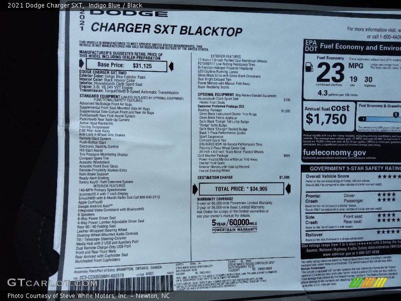 Indigo Blue / Black 2021 Dodge Charger SXT