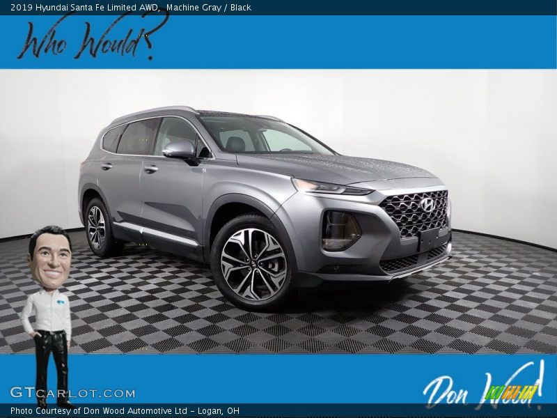 Machine Gray / Black 2019 Hyundai Santa Fe Limited AWD