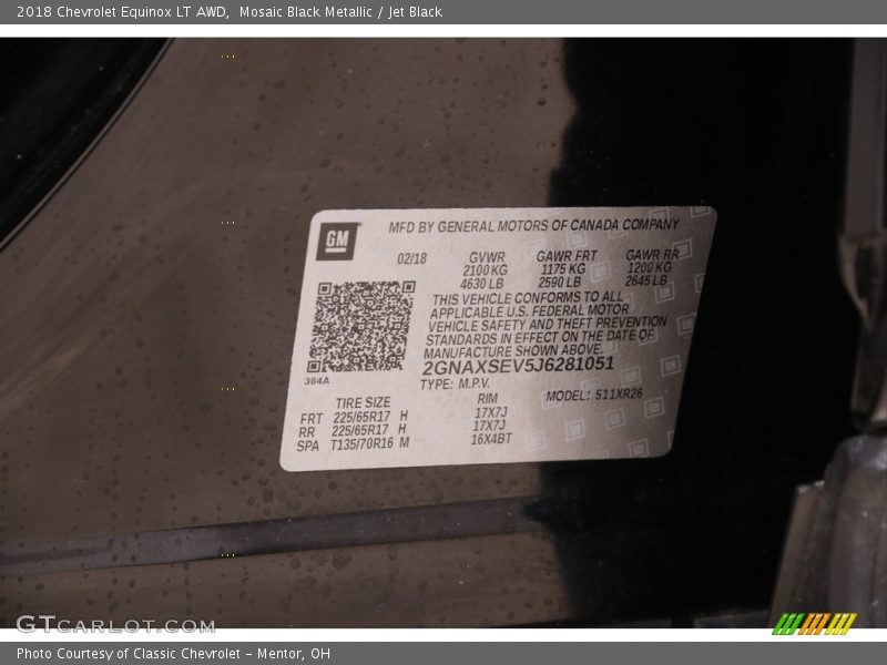 Mosaic Black Metallic / Jet Black 2018 Chevrolet Equinox LT AWD