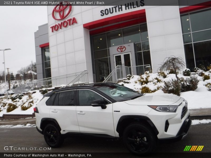 Blizzard White Pearl / Black 2021 Toyota RAV4 XSE AWD Hybrid