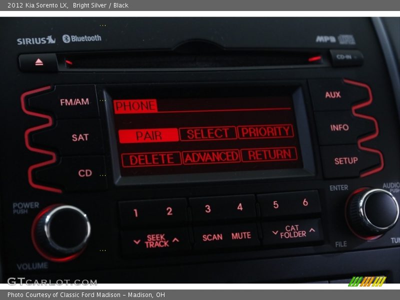 Bright Silver / Black 2012 Kia Sorento LX